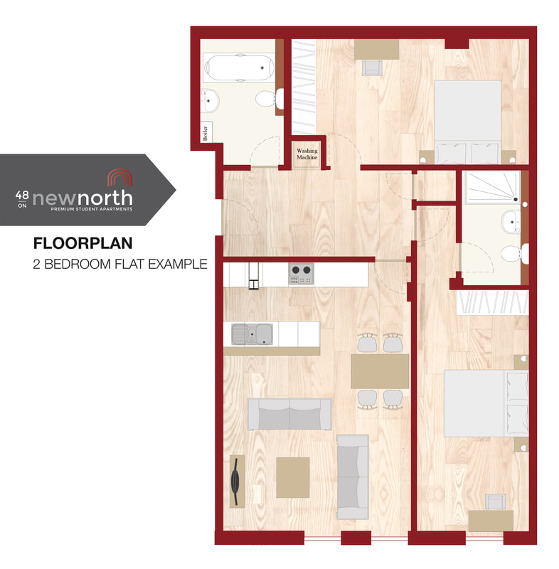48onNewNorth-2Bedroom-StudentFlat-floorplan-Exeter